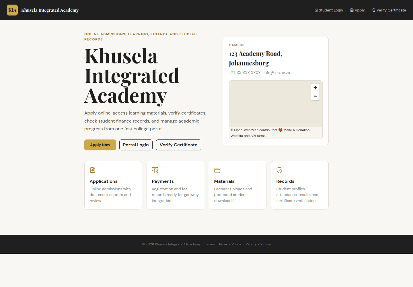 Khusela Integrated Academy Website