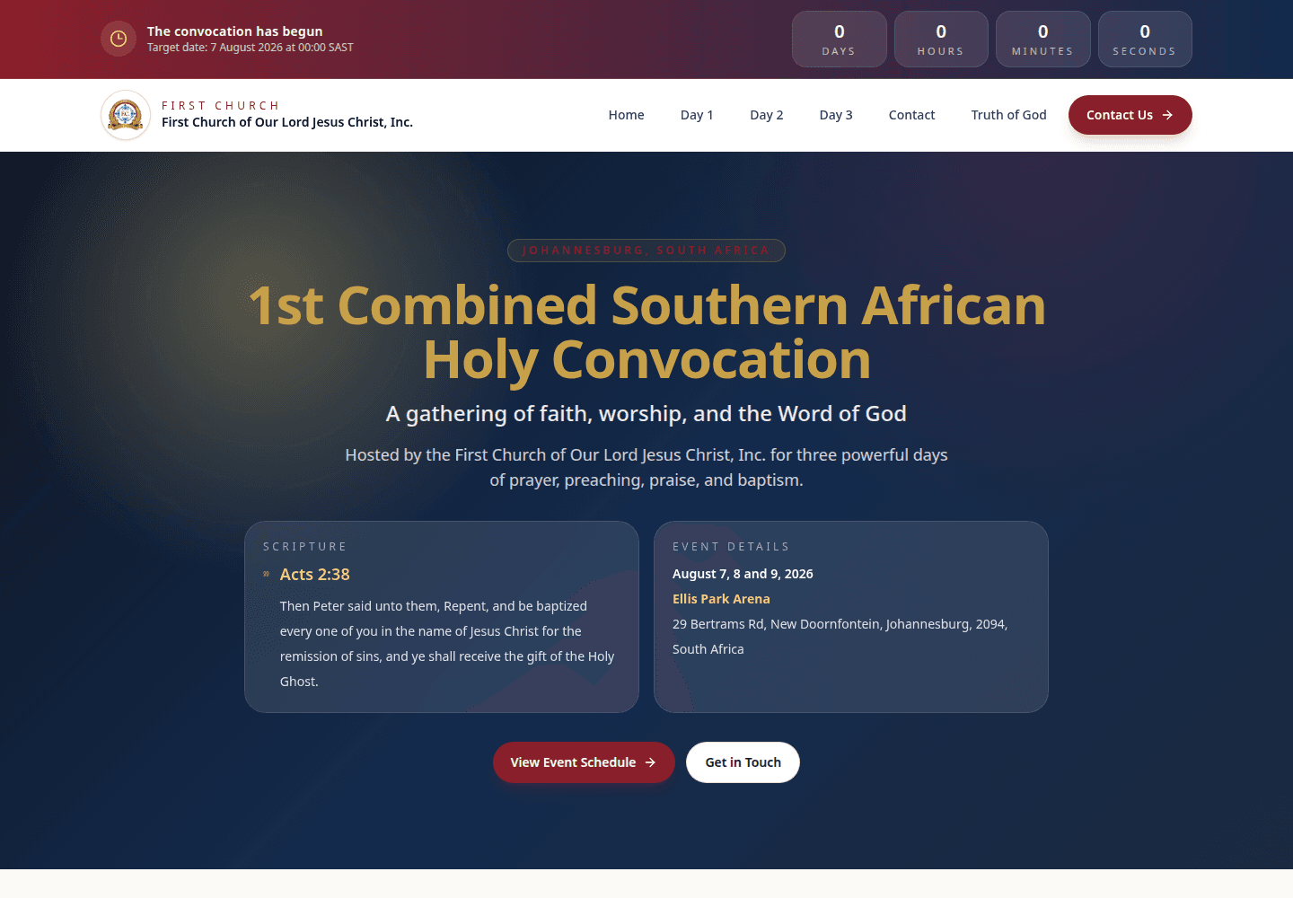 1st Combined Southern African Holy Convocation